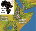 Map of the Great Rift Valley in East Africa with the Rukwa Rift study area highlighted.